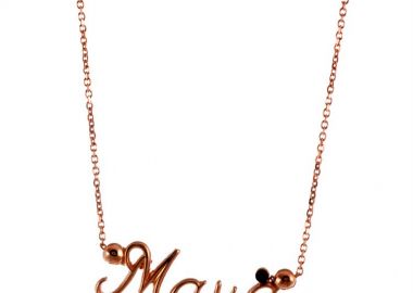 Κολιέ μαμά από ρόζ επιχρυσωμένο ασήμι με πέτρα EUROPEAN CRYSTALS -  - 