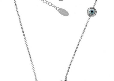 Κολιέ μαμά και ματάκι ά από λευκόχρυσο 14Κ -  - 