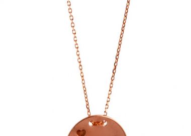 Κολιέ μαμά με καρδιές σκαλισμένο σε ρόζ επιχρυσωμένο ασήμι -  - 