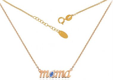 Κολιέ mama με ματάκι από χρυσό 9Κ -  - 