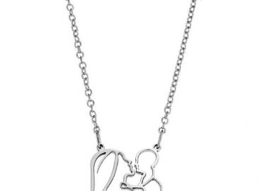 Κολιέ μαμά με παιδί από λευκόχρυσο 9Κ -  - 