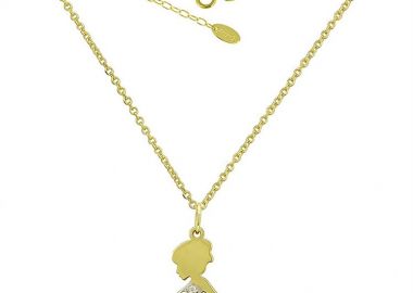 Κολιέ μαμά που κυοφορεί κορίτσι από χρυσό 14Κ -  - 