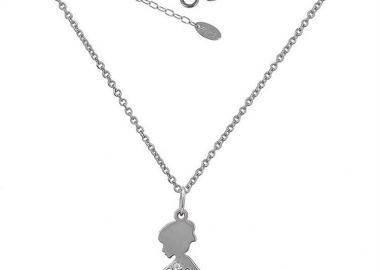 Κολιέ μαμά που κυοφορεί κορίτσι από λευκόχρυσο 14Κ -  - 