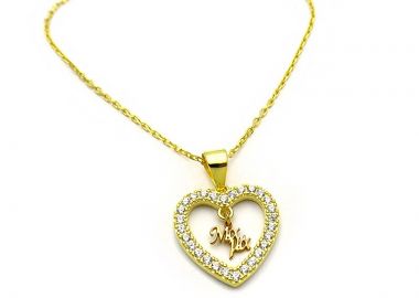 Κολιέ Μαμά σε καρδιά ασημένιο επίχρυσο KL165 - Asimenio - 