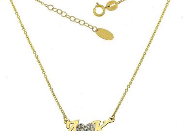 Κολιέ με 2 μονογράμματα και στο κέντρο καρδιά από χρυσό 9Κ -  - 