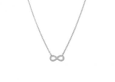Κολιέ με άπειρο και λευκά ζιργκόν από ανοξείδωτο ατσάλι σε ασημένια απόχρωση -  - 