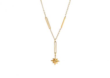 Κολιέ με αστέρι και ζιργκόν από ανοξείδωτο ατσάλι σε χρυσή απόχρωση -  - 