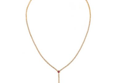 Κολιέ με Διαμάντια και Ρουμπίνι Χρυσός Κ18 - 40112RU -  - 