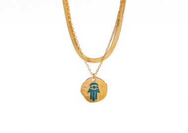 Κολιέ με διπλή αλυσίδα και μενταγιόν 