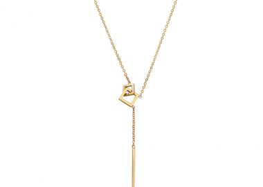 Κολιέ με γεωμετρικά στοιχεία και κρεμαστή μπάρα από ανοξείδωτο ατσάλι σε χρυσή απόχρωση -  - 