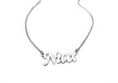Κολιέ με γράμματα Νίνα ασημένιο ON100 - Asimenio - 