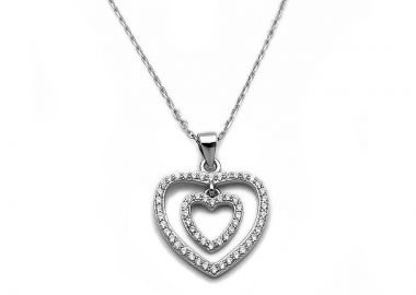 Κολιέ με καρδιές από Ασήμι 925 επιπλατινωμένο KL121 - Asimenio - 