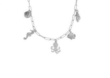 Κολιέ με κρεμαστά charms από ανοξείδωτο ατσάλι σε ασημένια απόχρωση -  - 