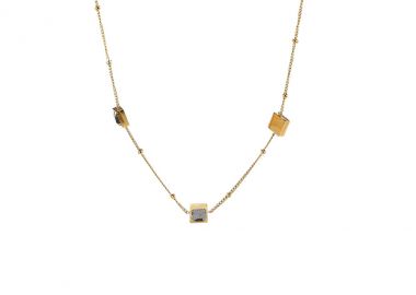Κολιέ με λευκά ζιργκόν από ανοξείδωτο ατσάλι σε χρυσή απόχρωση -  - 