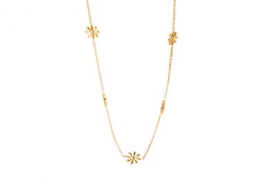 Κολιέ με λουλούδια από ανοξείδωτο ατσάλι σε χρυσή απόχρωση -  - 