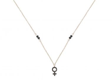 Κολιέ με Μαύρα Ζιργκόν Λευκόχρυσος Κ9 - 10280 -  - 