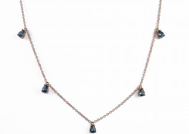 Κολιέ με Μαύρα Ζιργκόν σε Σχήμα Δάκρυ Ροζ Χρυσός Κ9 - 16066 -  - 