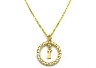 Κολιέ με μονόγραμμα Ι ασημένιο επιχρυσωμένο - Asimenio - 