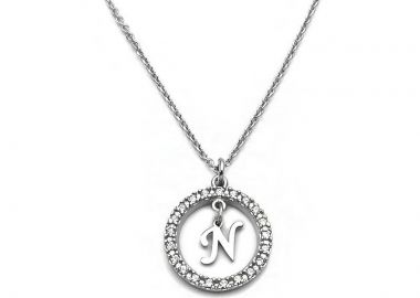 Κολιέ με μονόγραμμα Ν ασημένιο MO118 - Asimenio - 