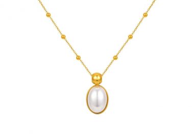Κολιέ με πέρλα από ανοξείδωτο ατσάλι σε χρυσή απόχρωση -  - 