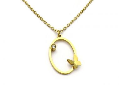 Κολιέ με πεταλούδα από ατσάλι επίχρυσο KL189 - Asimenio - 