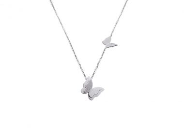 Κολιέ με πεταλούδες από ανοξείδωτο ατσάλι σε ασημένια απόχρωση -  - 