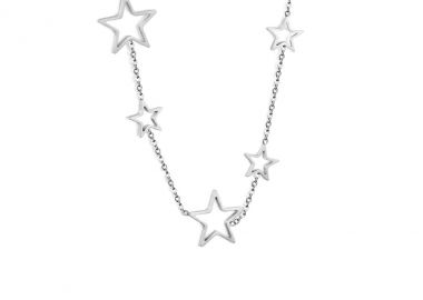 Κολιέ με πολλαπλά κρεμαστά αστέρια από ανοξείδωτο ατσάλι σε ασημένια απόχρωση -  - 