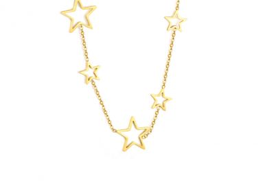 Κολιέ με πολλαπλά κρεμαστά αστέρια από ανοξείδωτο ατσάλι σε χρυσή απόχρωση -  - 