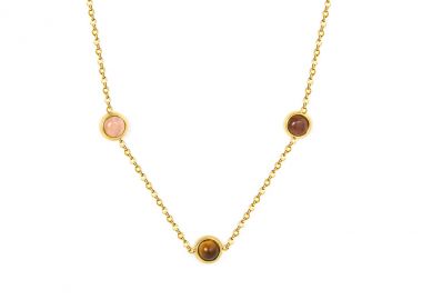 Κολιέ με πολύχρωμα πέτρες από ανοξείδωτο ατσάλι σε χρυσή απόχρωση -  - 