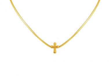 Κολιέ με σταυρό από ανοξείδωτο ατσάλι σε χρυσή απόχρωση -  - 