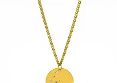 Κολιέ με τον Αστερισμό του Υδροχόου με Ζιργκόν από Ανοξείδωτο Ατσάλι Επιχρυσωμένο 24Κ AA14194 - AMOR AMOR - 