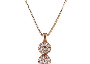 Κολιέ με Ζιργκόν Ροζ Χρυσός Κ14 - 09096 -  - 