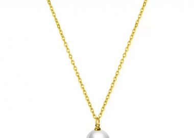 Κολιέ Minimal Από Ανοξείδωτο Ατσάλι Επιχρυσωμένο 24Κ Με Μαργαριτάρι AA14704 - AMOR AMOR - 