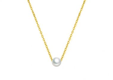 Κολιέ Minimal Από Ανοξείδωτο Ατσάλι Επιχρυσωμένο 24Κ Με Μαργαριτάρι AA14706 - AMOR AMOR - 