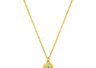 Κολιέ Minimal Από Ανοξείδωτο Ατσάλι Και Ορείχαλκο Επιχρυσωμένο 24Κ Με Ματάκι AA14699 - AMOR AMOR - 