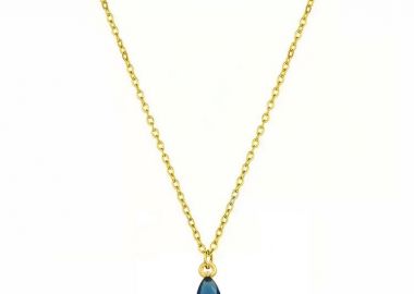 Κολιέ Μονόπετρο Από Ανοξείδωτο Ατσάλι Επιχρυσωμένο 24Κ AA15189 - AMOR AMOR - 