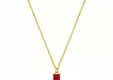 Κολιέ Μονόπετρο Από Ανοξείδωτο Ατσάλι Επιχρυσωμένο 24Κ AA15191 - AMOR AMOR - 