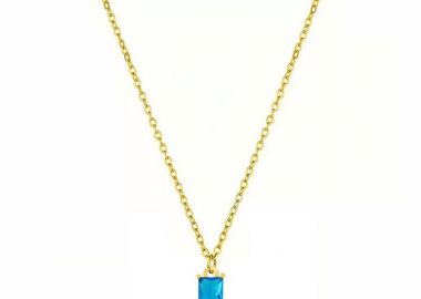 Κολιέ Μονόπετρο Από Ανοξείδωτο Ατσάλι Επιχρυσωμένο 24Κ AA15194 - AMOR AMOR - 