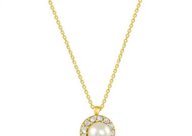 Κολιέ Μονόπετρο Από Ασήμι 925 Επιχρυσωμένο EX18626 - AMOR AMOR - 