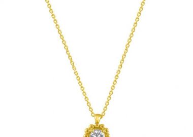 Κολιέ Μονόπετρο Από Ασήμι 925 Επιχρυσωμένο Με Swarovski EX17010 - AMOR AMOR - 