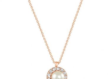 Κολιέ Μονόπετρο Από Ασήμι 925 Ροζ Επιχρυσωμένο EX18627 - AMOR AMOR - 