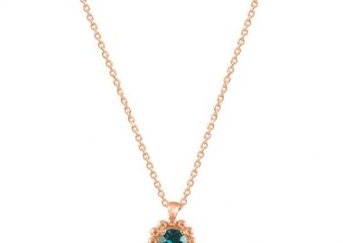 Κολιέ Μονόπετρο Από Ασήμι 925 Ροζ Επιχρυσωμένο Με Swarovski EX17008 - AMOR AMOR - 