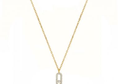 Κολίε Move Από Ατσάλι Επιχρυσωμένο Με Ζιργκόν MI13739 - AMOR AMOR - 