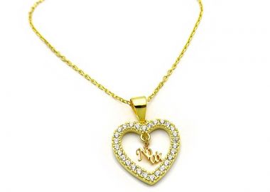 Κολιέ Νονά σε καρδιά ασημένιο επίχρυσο KL038 - Asimenio - 