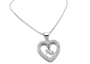 Κολιέ Νονά σε καρδιά ασημένιο KL037 - Asimenio - 
