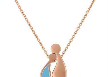 Κολιέ οικογένεια μαμά και παιδί αγόρι από ρόζ επιχρυσωμένο ασήμι -  - 