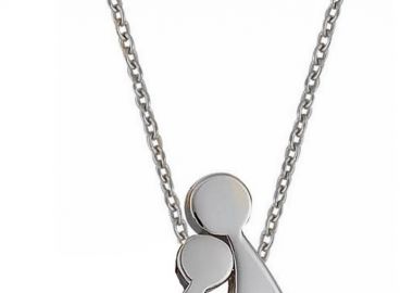 Κολιέ οικογένεια μαμά και παιδί κορίτσι από ασήμι με πέτρες ζιργκόν -  - 