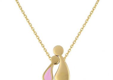 Κολιέ οικογένεια μαμά και παιδί κορίτσι από επιχρυσωμένο ασήμι -  - 