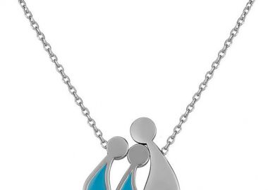 Κολιέ οικογένεια μαμά και παιδιά 2 αγόρια από ασήμι -  - 