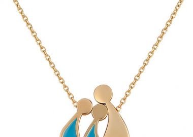 Κολιέ οικογένεια μαμά και παιδιά 2 αγόρια από επιχρυσωμένο ασήμι -  - 